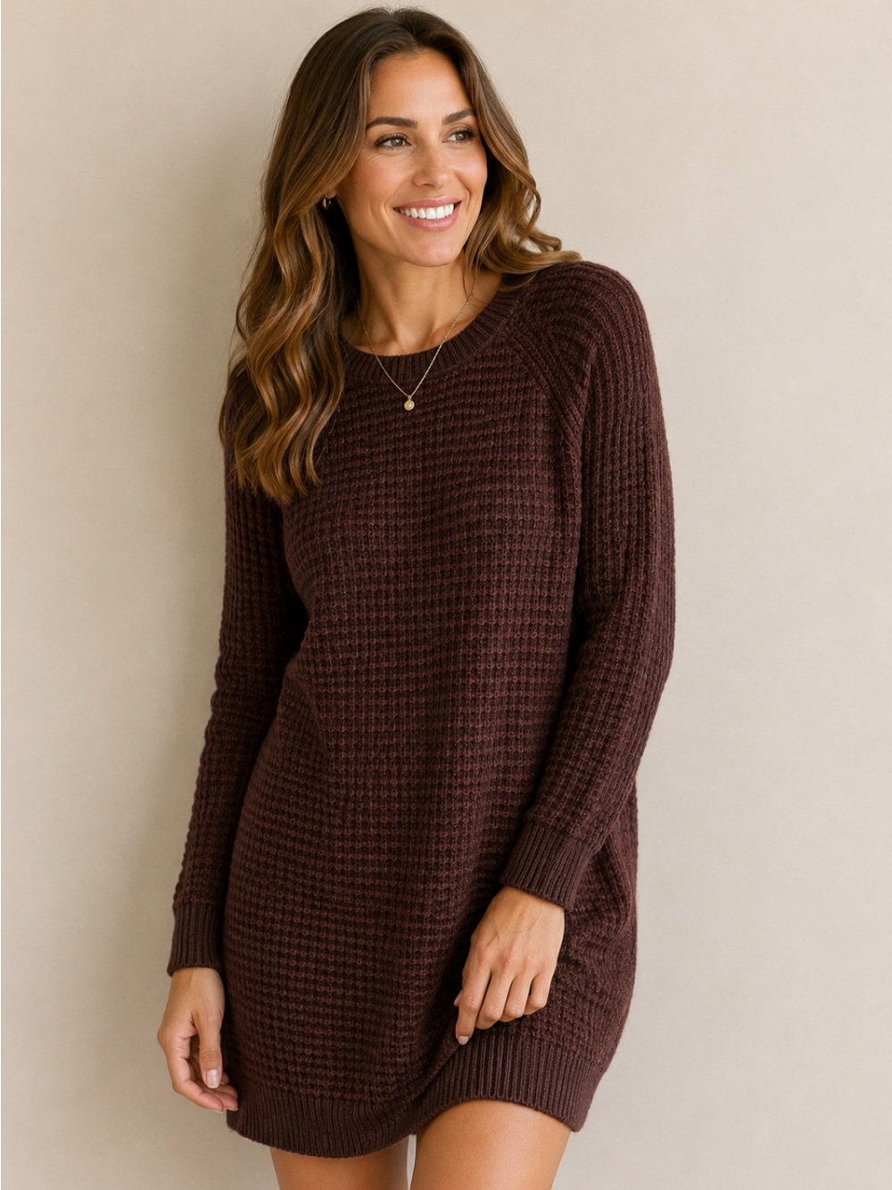 Lucca Couture Waffle Knit Tunic Sweater | Size M | NWOT
